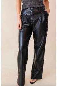 Lucy Paris - Josie Pleated Faux Leather Pant