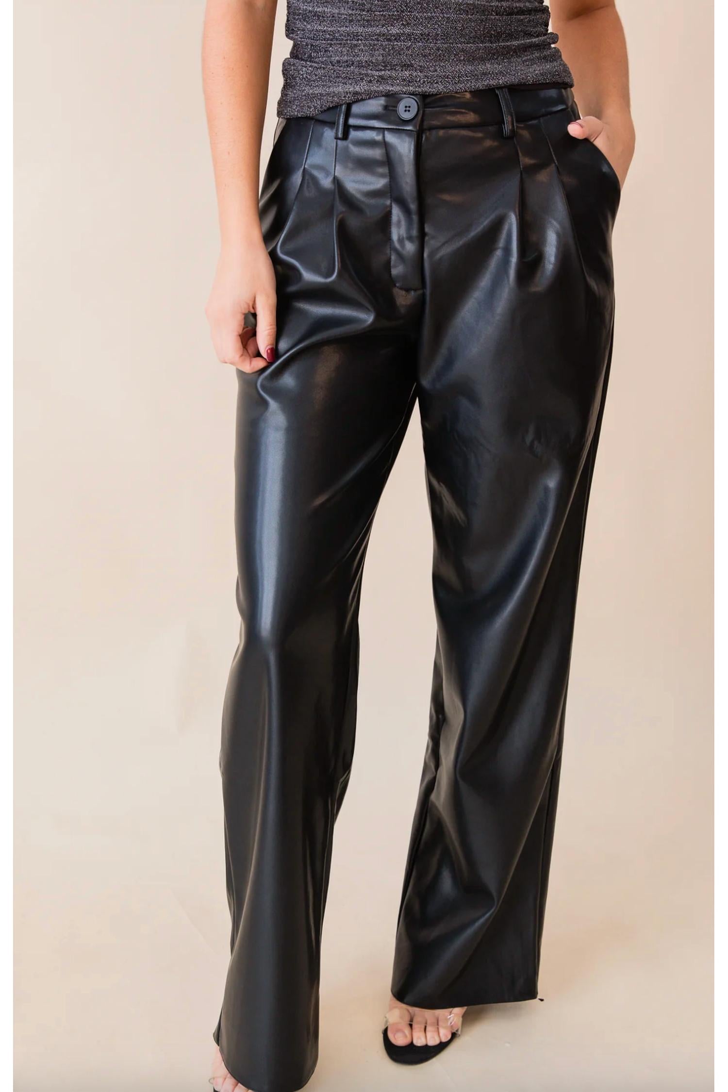 Lucy Paris - Josie Pleated Faux Leather Pant