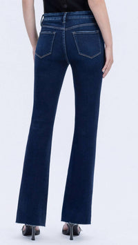 VERVET BY FLYING MONKEY High Rise Seamless Waistband Raw Hem Bootcut Jeans in dark wash - women's jeans - alternate view