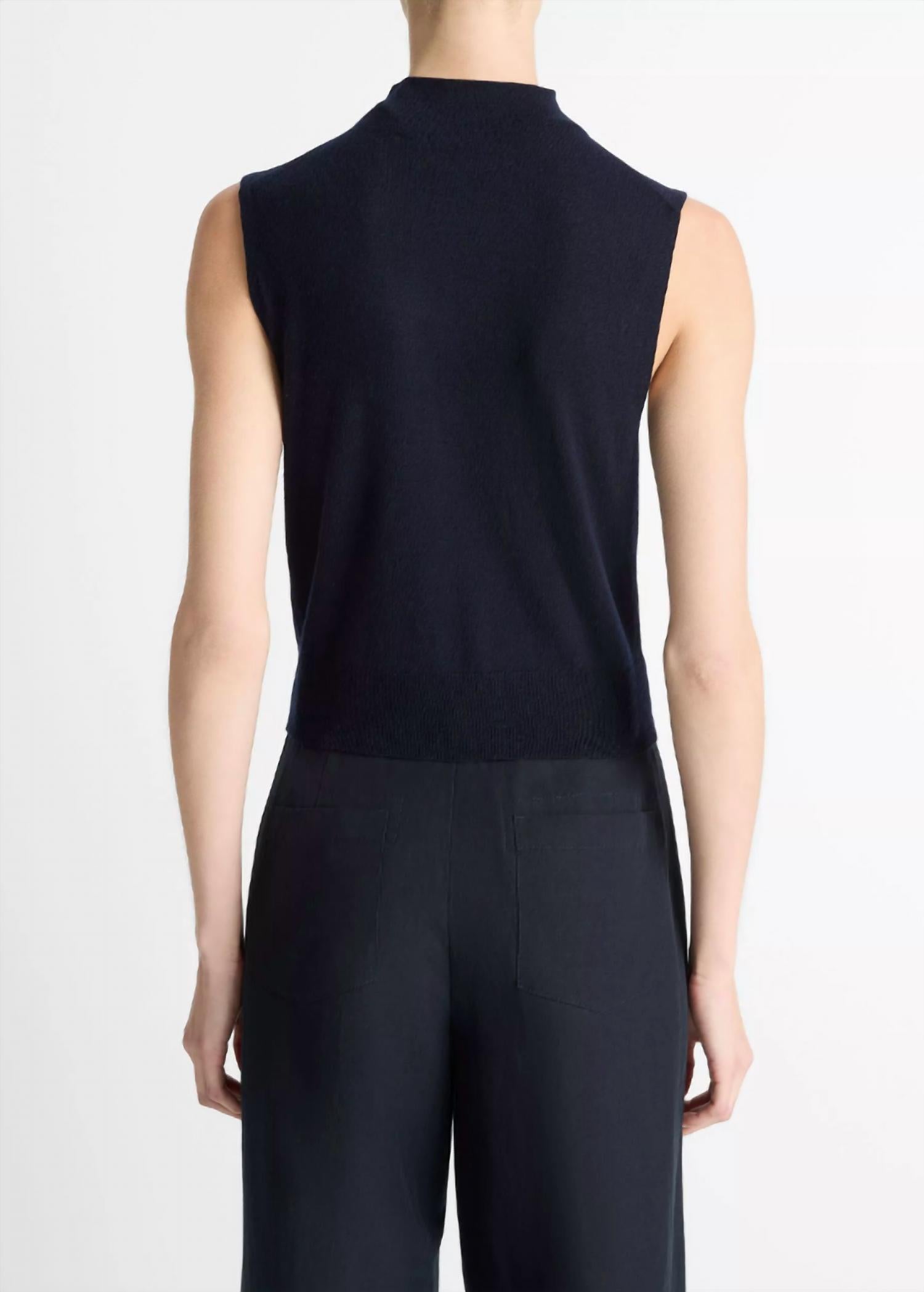 Vince Sleeveless Mock Neck Top in coastal - women's tank top - alternate view