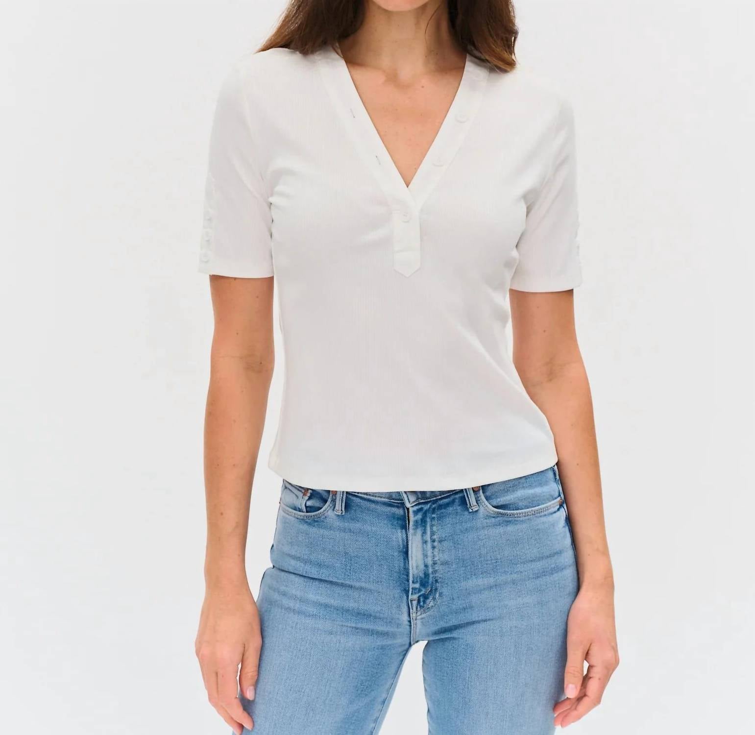 Six/Fifty - Miko Button Trim Tee