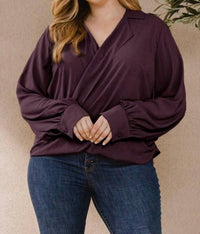 Oddi - Draped Wrap Twist Shirt Blouse - Plus