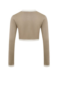 RIVIR Women's 2 Tone Shrug Set in beige white - women's cardigan - detail view