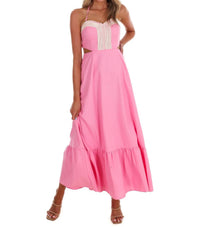 Baby Pink - Women's Villa Rose Cut Out Maxi Dress