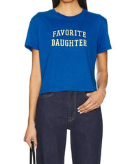Favorite Daughter Cropped Collegiate Tee in sapphire - women's t-shirt