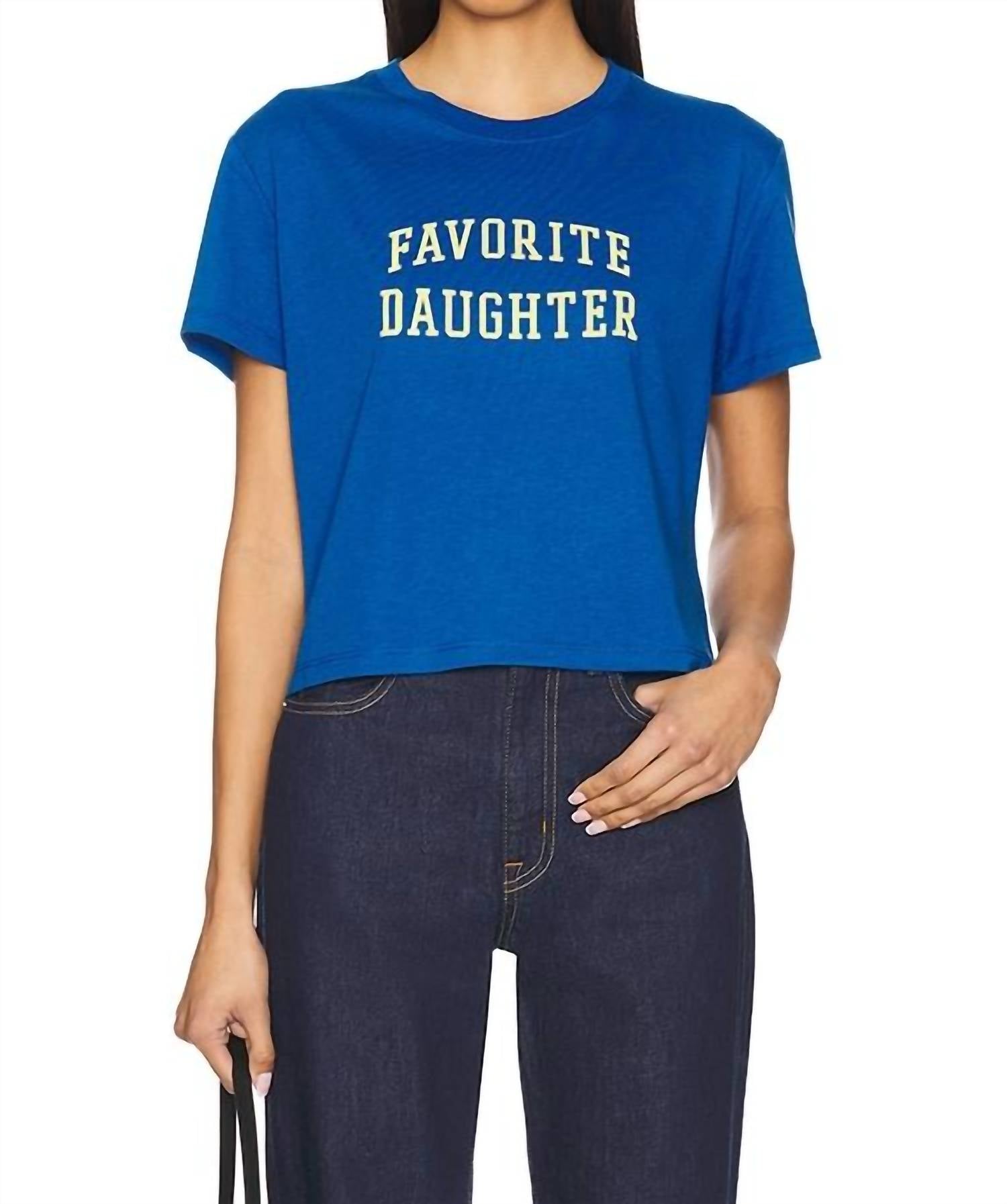 Favorite Daughter Cropped Collegiate Tee in sapphire - women's t-shirt
