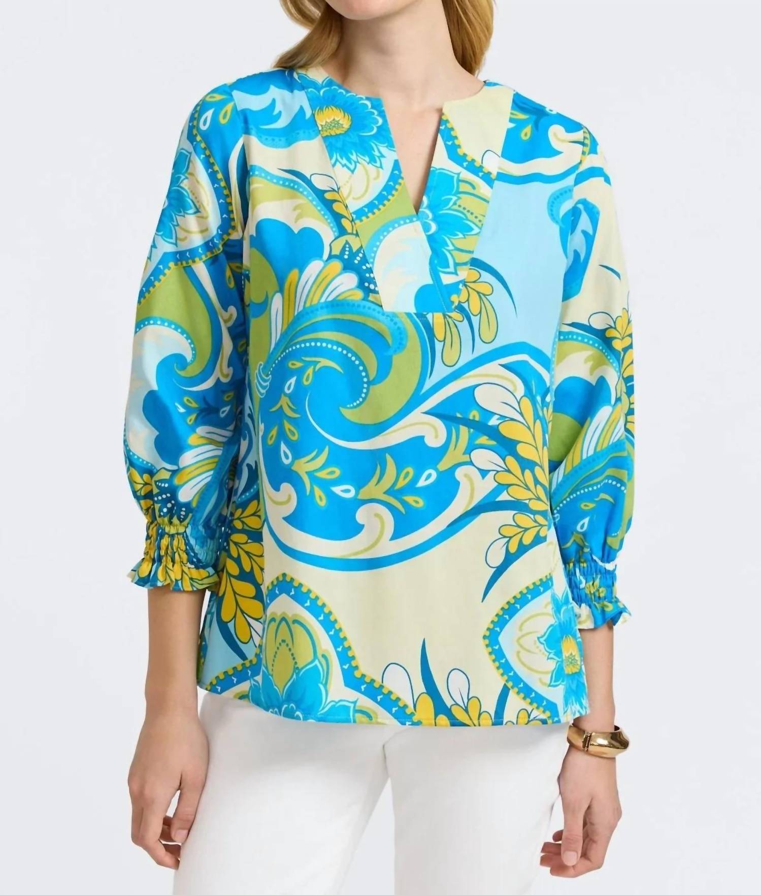 Foxcroft - Alicia Tropical Jacobean Popover Shirt