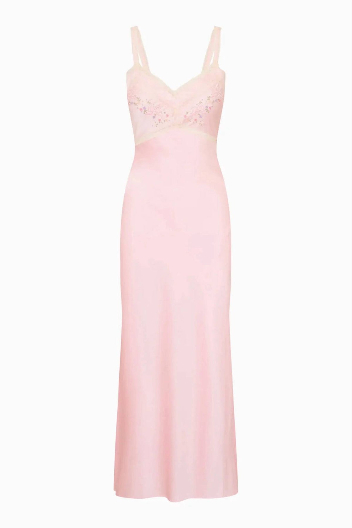 Loveshackfancy - Annabeth Embroidered Satin Midi Dress