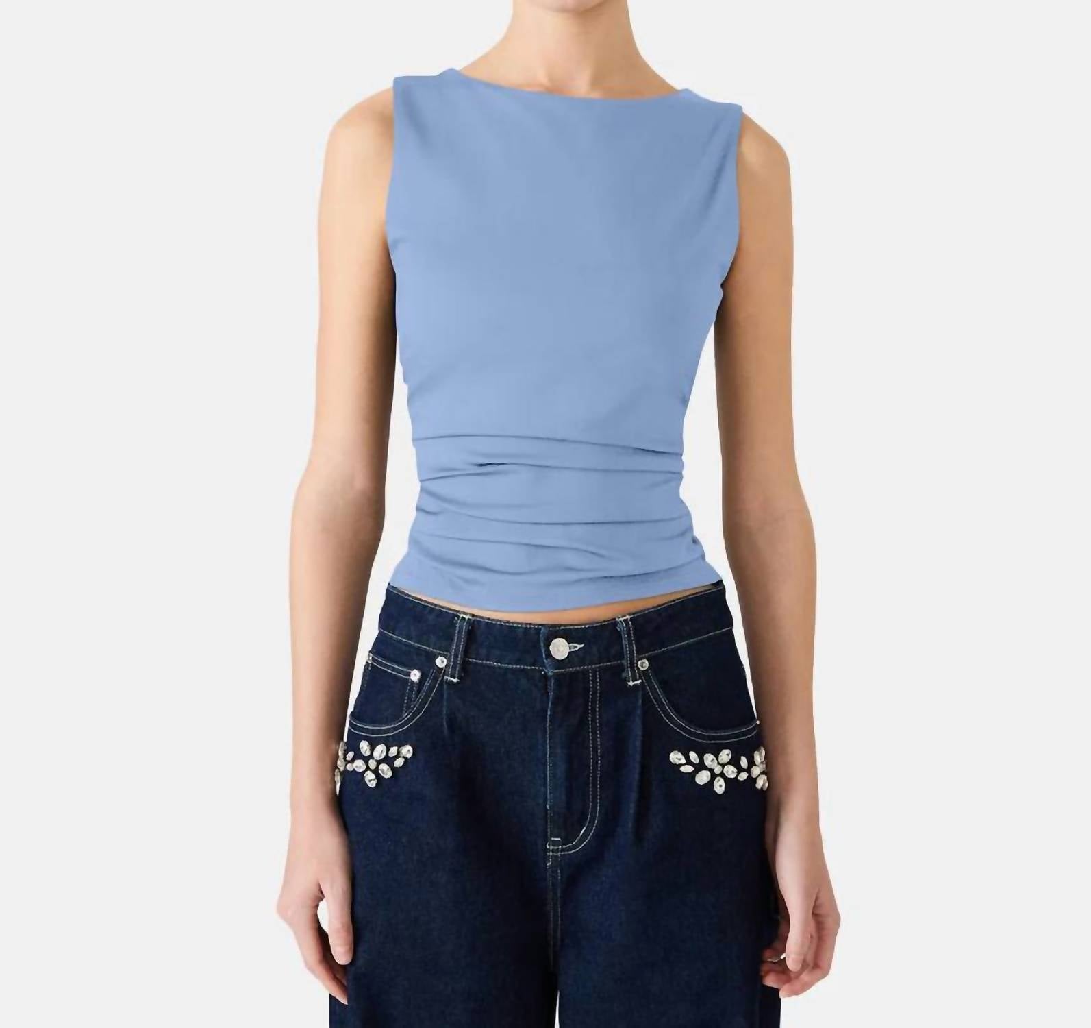 STEVE MADDEN Adair Basic Top in blue - women's tank top