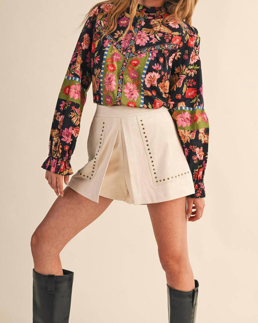 &Merci - Balloon Sleeve Floral Print Top