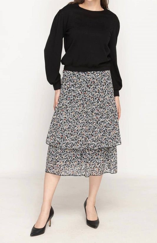 Kmw - Woven Floral Ruffle Midi Skirt