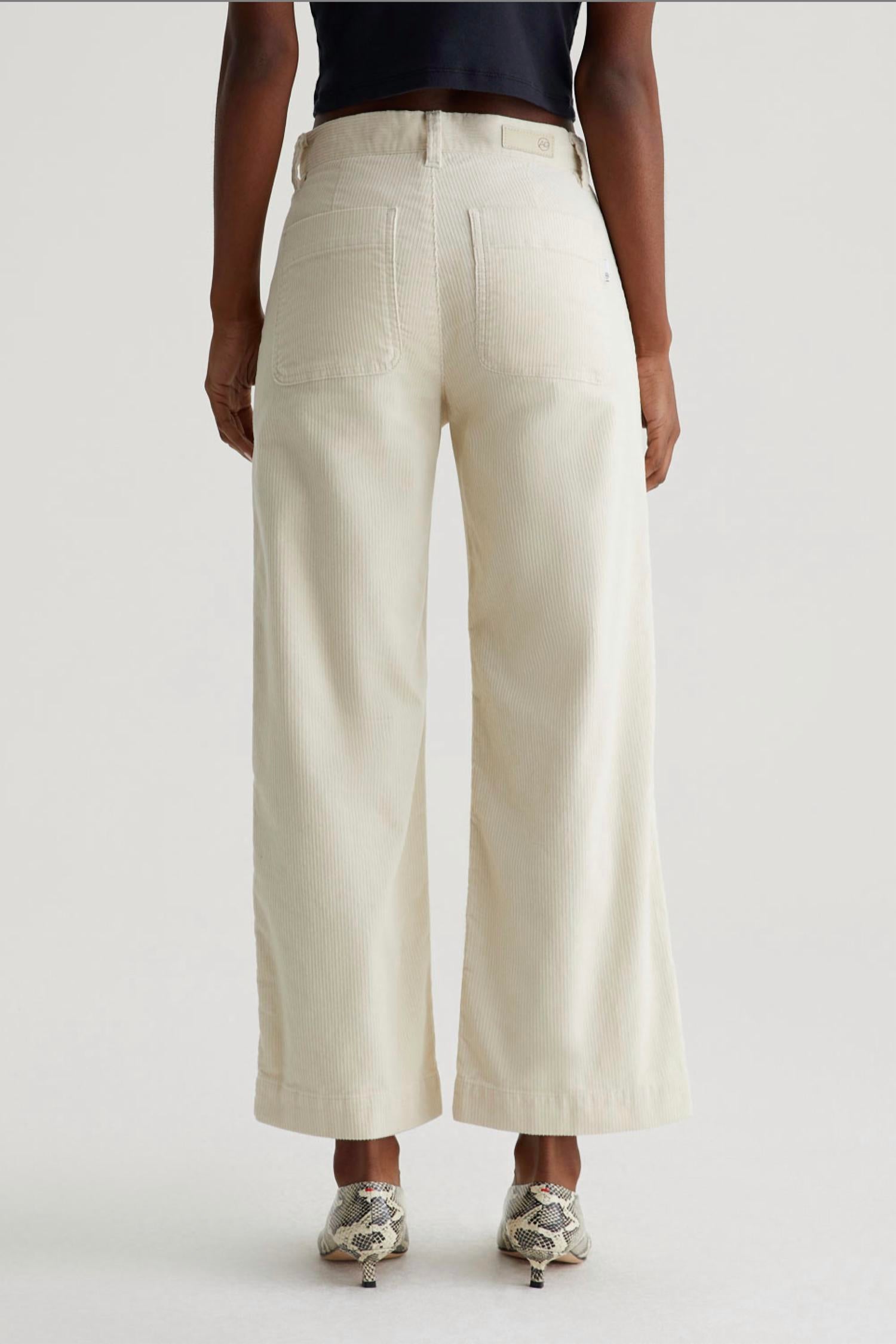 AG Jeans Saige Wide Leg Crop Jeans in opal stone - women's jeans - detail view