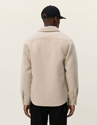 Les Deux Lennon Bouclé Overshirt Top in ivory - men's long sleeve top - detail view