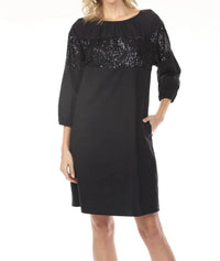 Joseph Ribkoff - Sequined Puff Sleeve Shift Dress