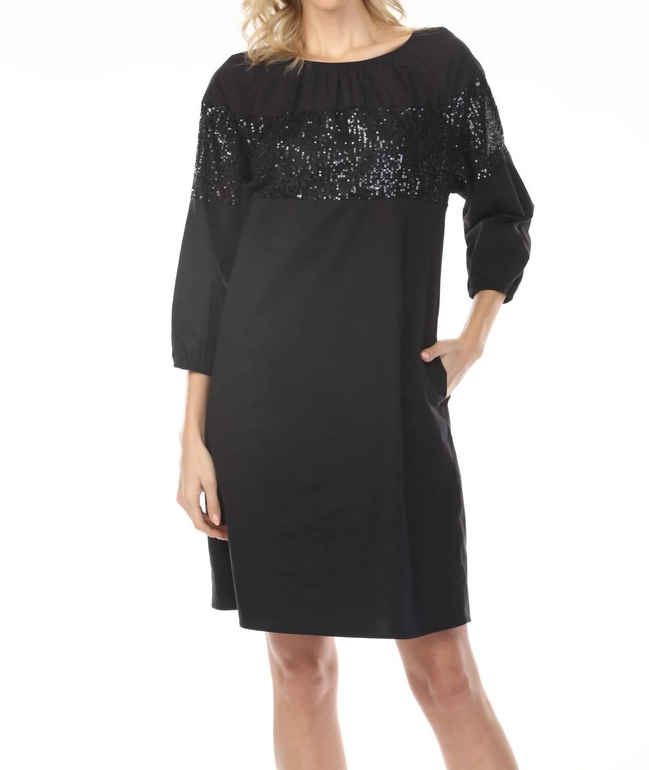 Joseph Ribkoff - Sequined Puff Sleeve Shift Dress