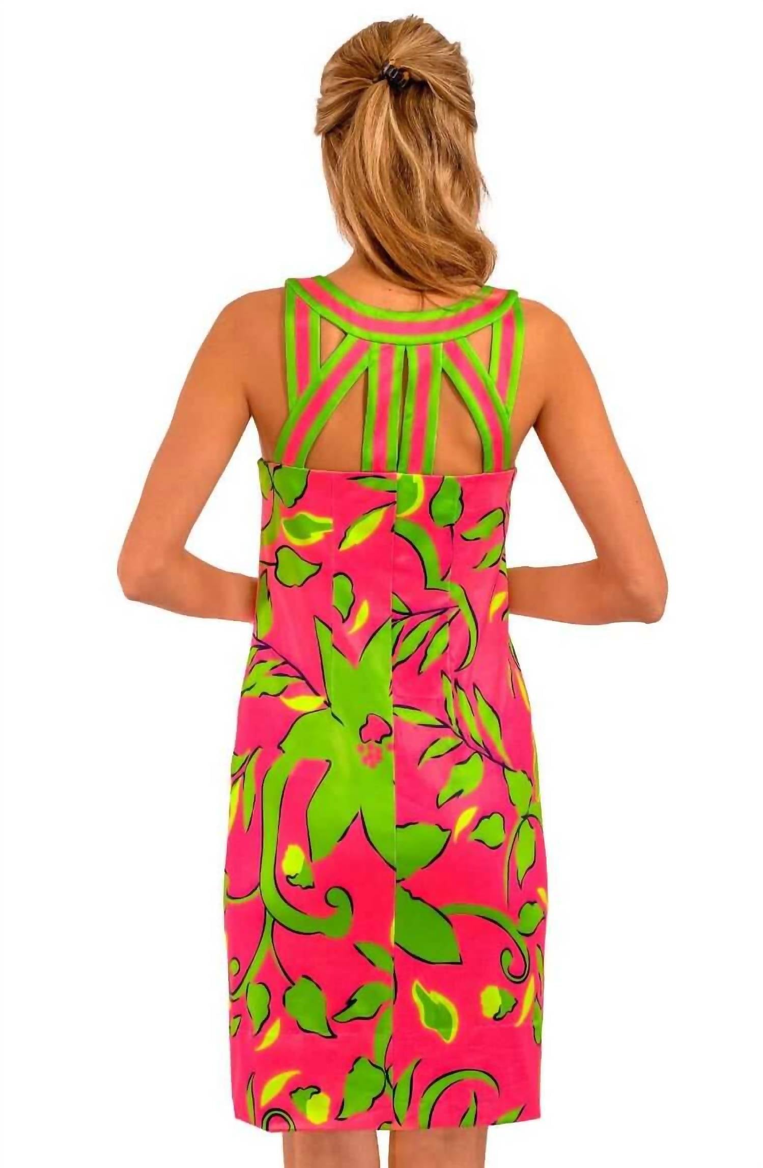 GRETCHEN SCOTT Isosceles Full Bloom Dress in pink green turquiose - women's dress - alternate view