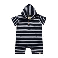 ME & HENRY Boy's Charlie Hooded Romper in navy - kids' item