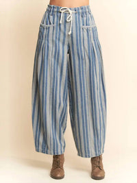Davi & Dani - Striped Elastic Jean Pants