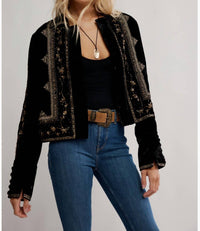 Free People - Maxxie Embellished Velvet Jacket