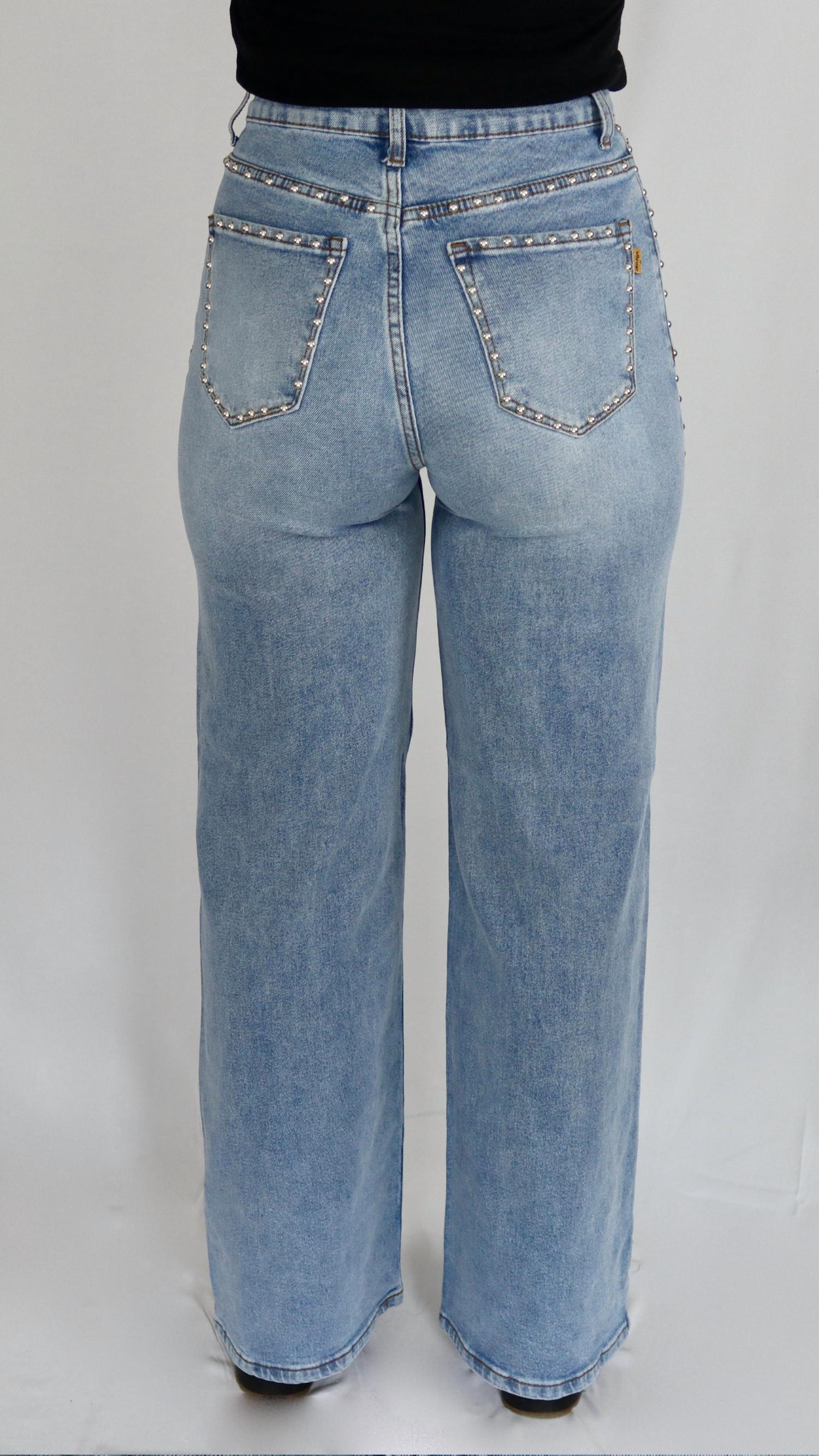 Vibrant M.I.U - Star Studded Wide-Leg Jeans
