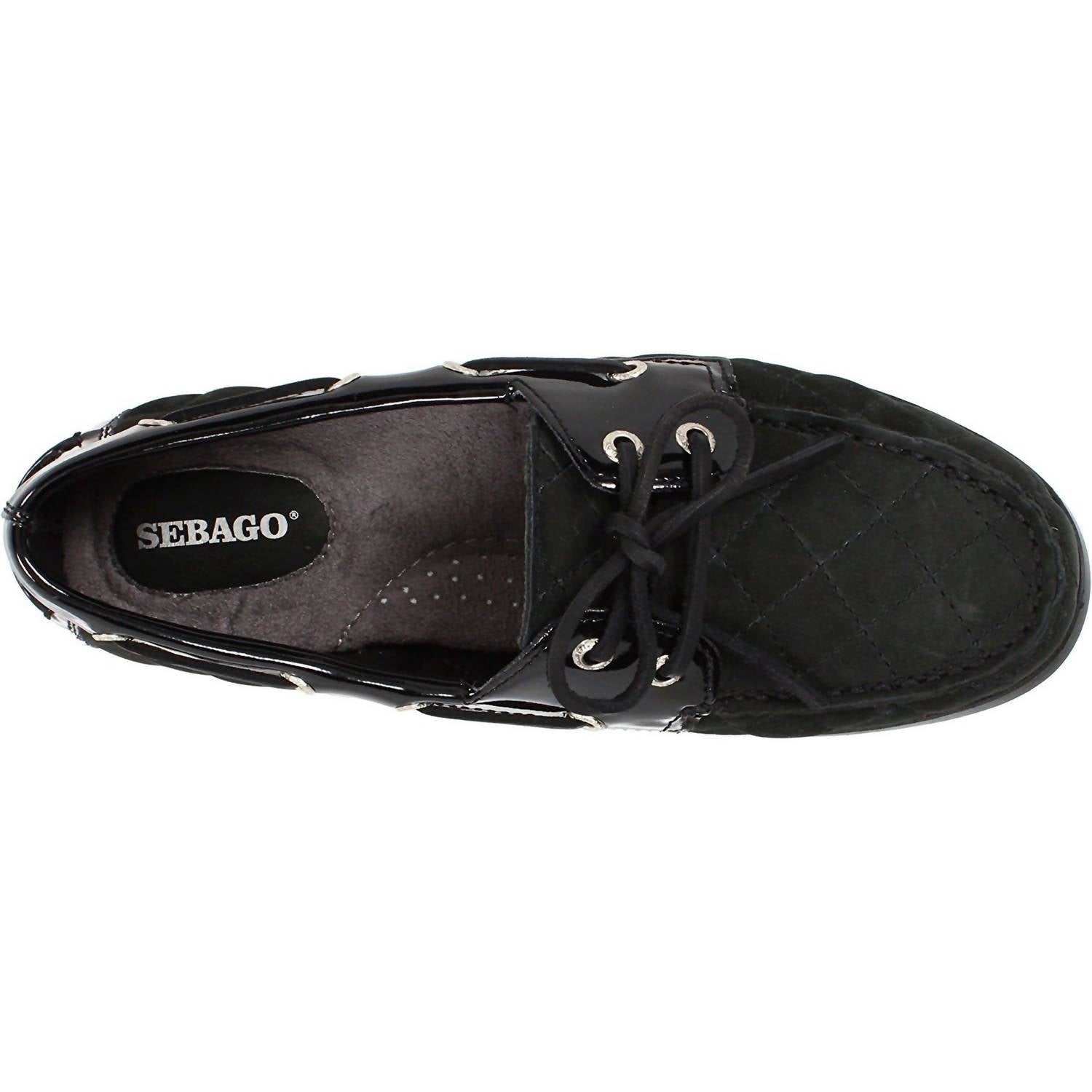 Sebago Women's Coast Two Eye Quilted Boat Shoes in black - women's flats - view 6