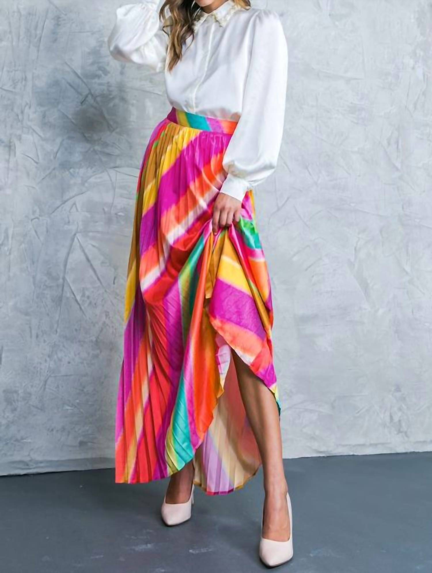 Flying Tomato - Aura Pleated Maxi Skirt
