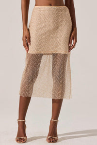Astr - Messina Pearl Embellished Midi Skirt
