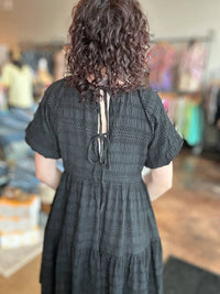 Gigio - Textured Loose Fit Dress With Bow Ties