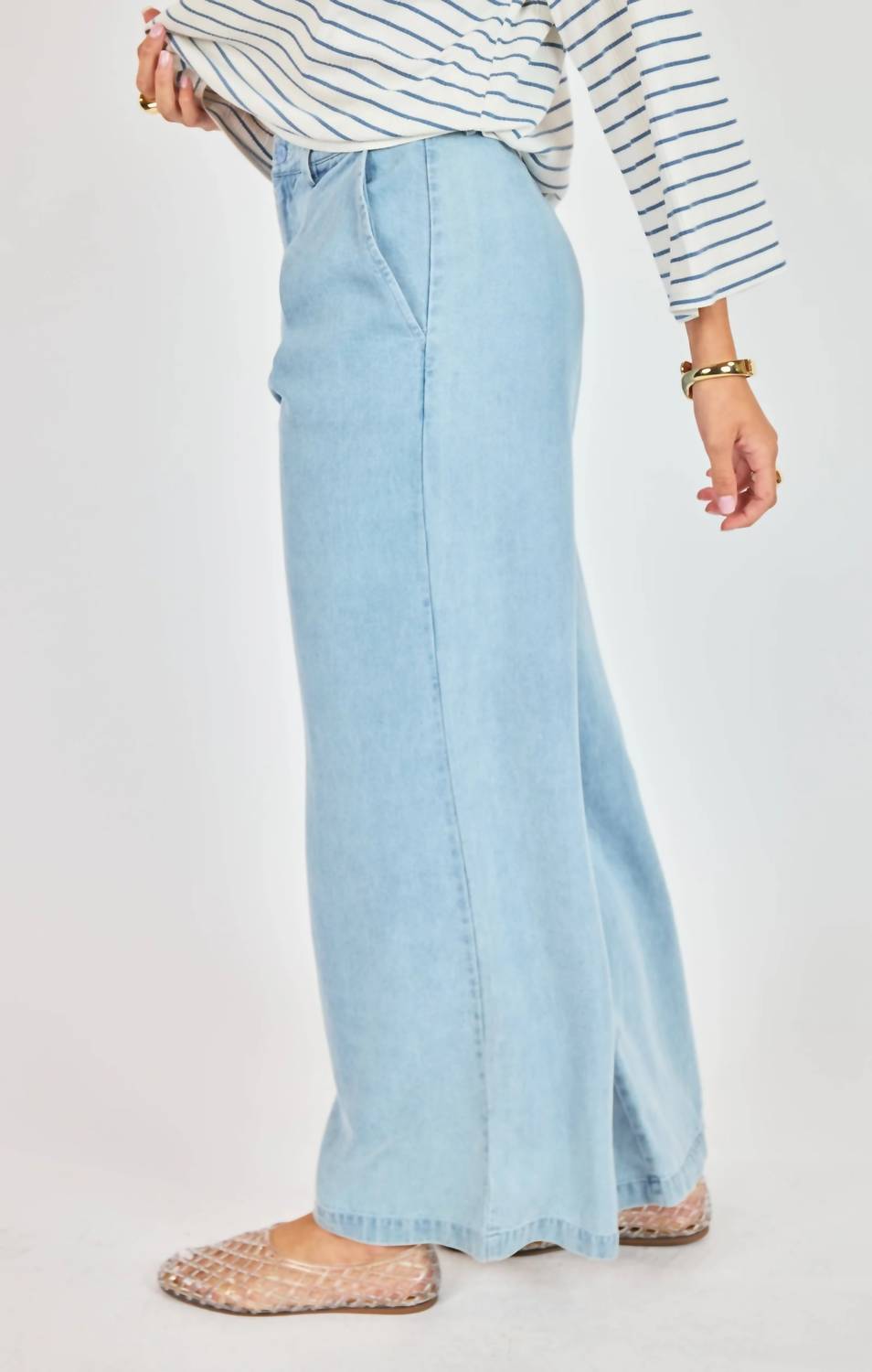 Sadie & Sage It's Pouring Pants in light chambray - women's pants - alternate view
