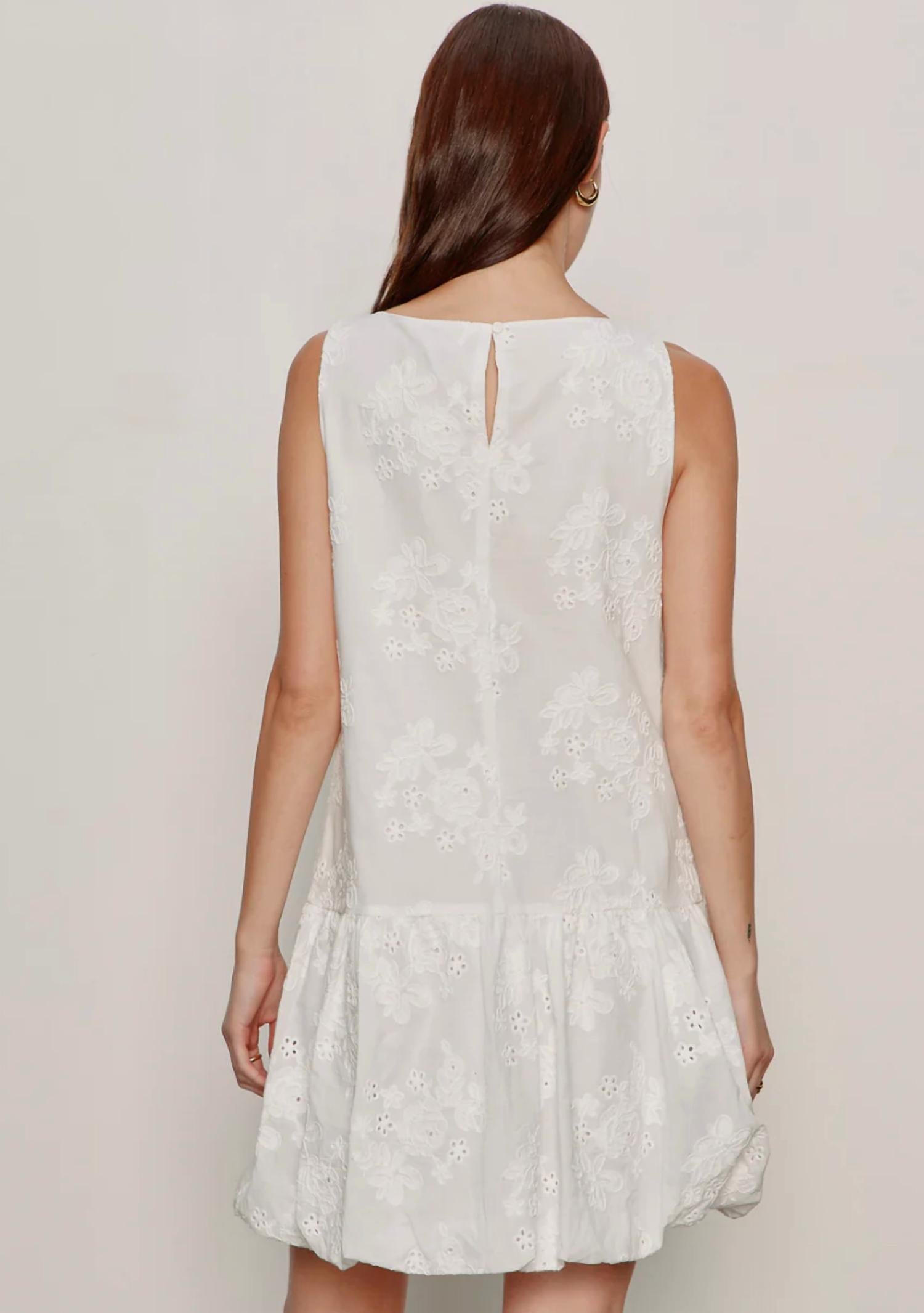 Sanctuary Garden Eyelet Bubble Dress in white - women's dress - detail view