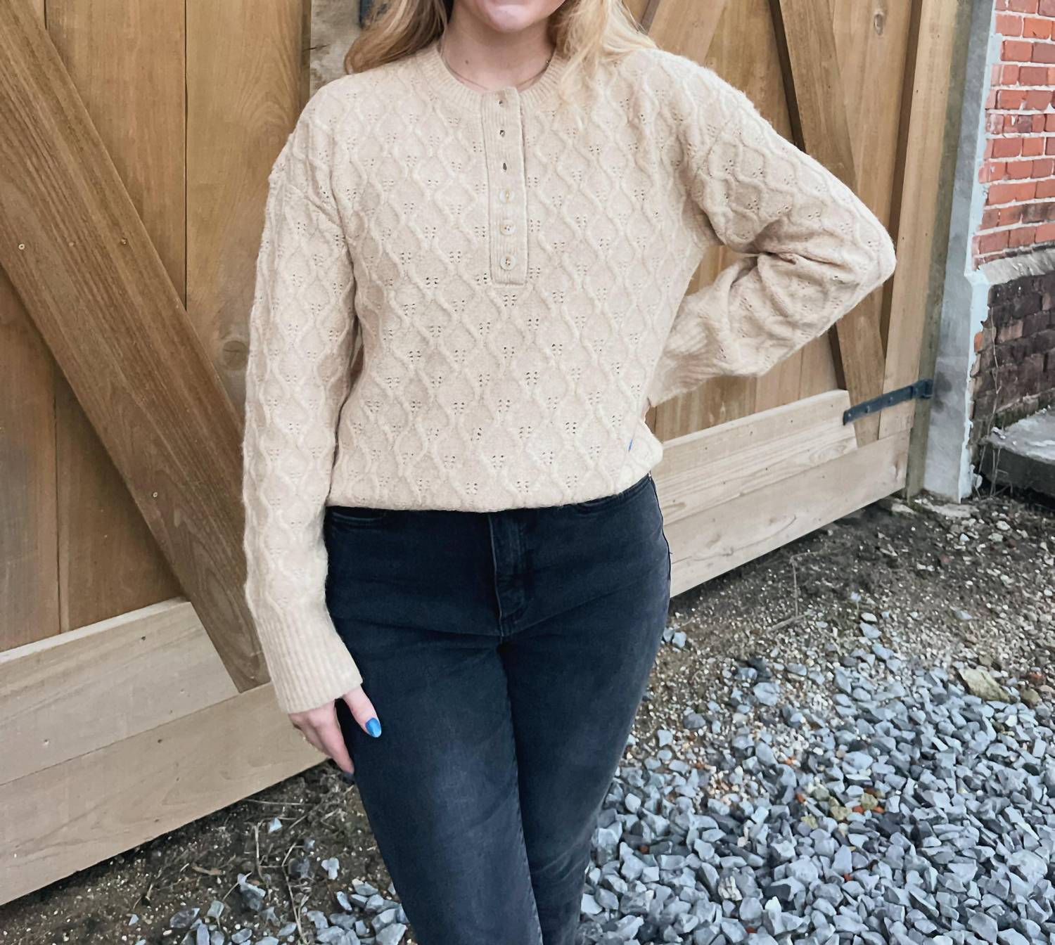 Design History - Avril Half Button Sweater