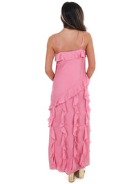 In February - Hint Of Allure Ruffle Maxi Dress