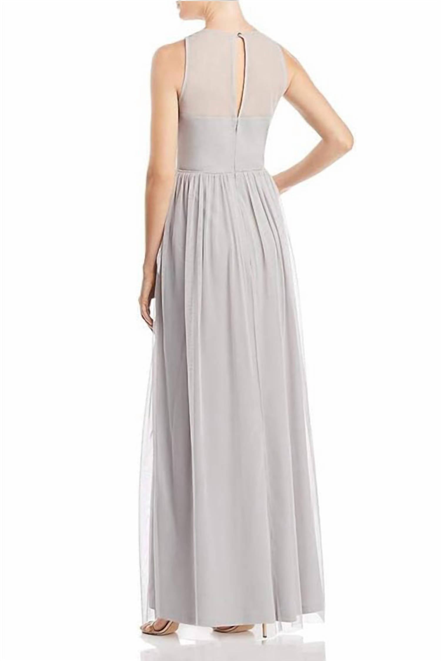 Adrianna Papell - Crewneck Sleeveless Embroidered Mesh Gown