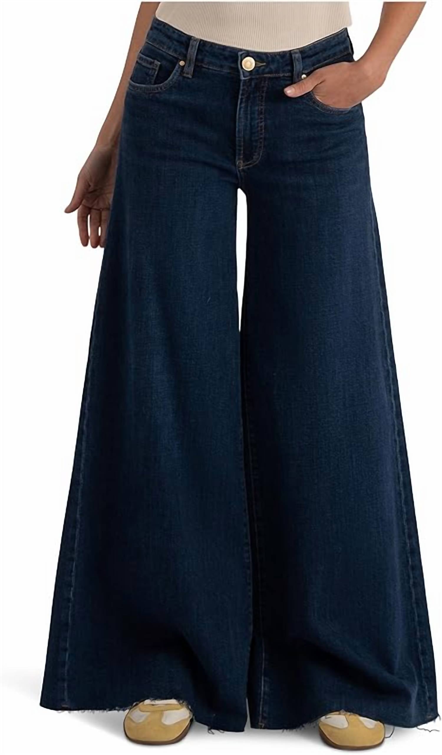 Kut From The Kloth - Blake High Rise Fab Ab Super Wide Leg Raw Hem Jeans