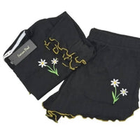 Emerson Road Daisy Pajama Set in black - women's intimate - detail view