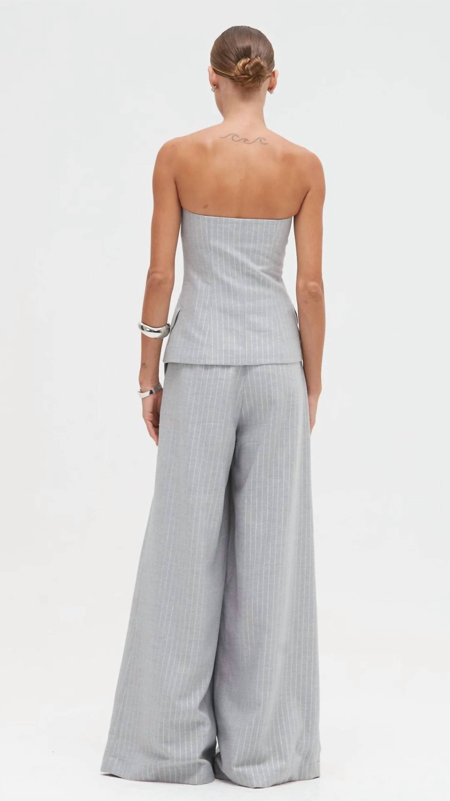 Patbo - Metallic Pinstripe Strapless Top