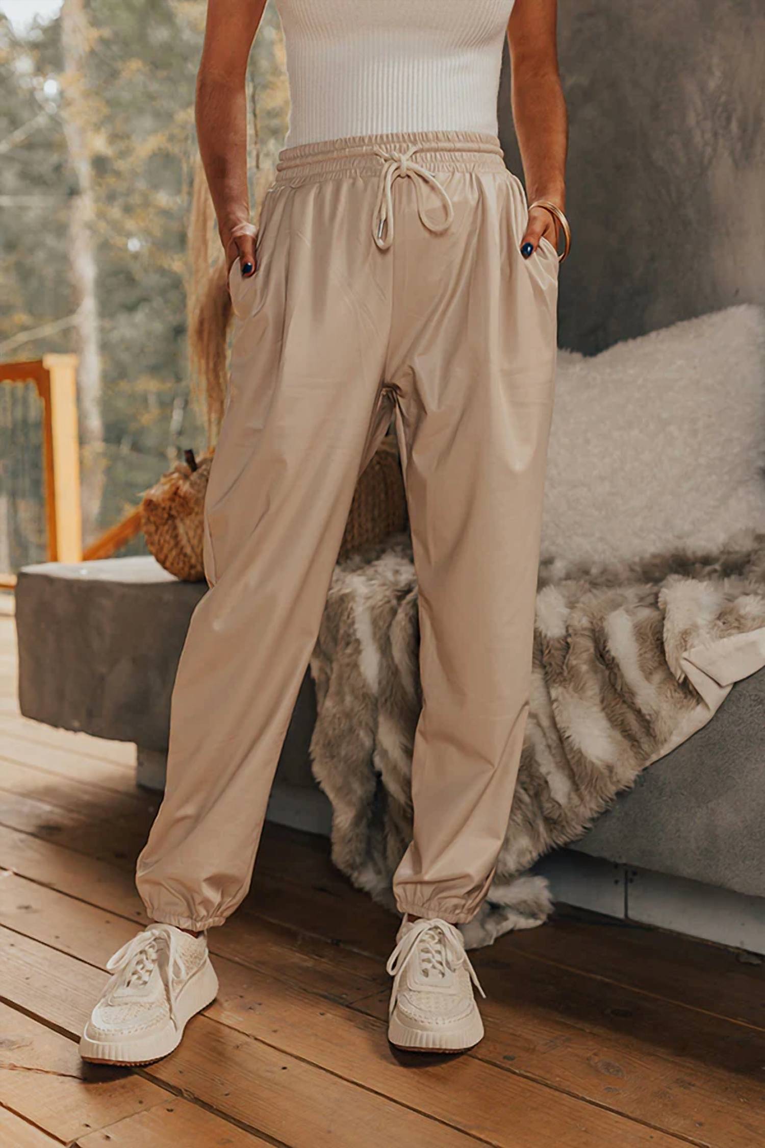 Entro - Kennedy High Waist Faux Leather Joggers