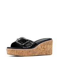 DONALD PLINER Women's Alfee Wedge Sandals in black - women's sandal - detail view