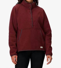MARMOT Women's Peak Cozy Quarter Snap Pullover in acai berry heather - women's jacket - detail view