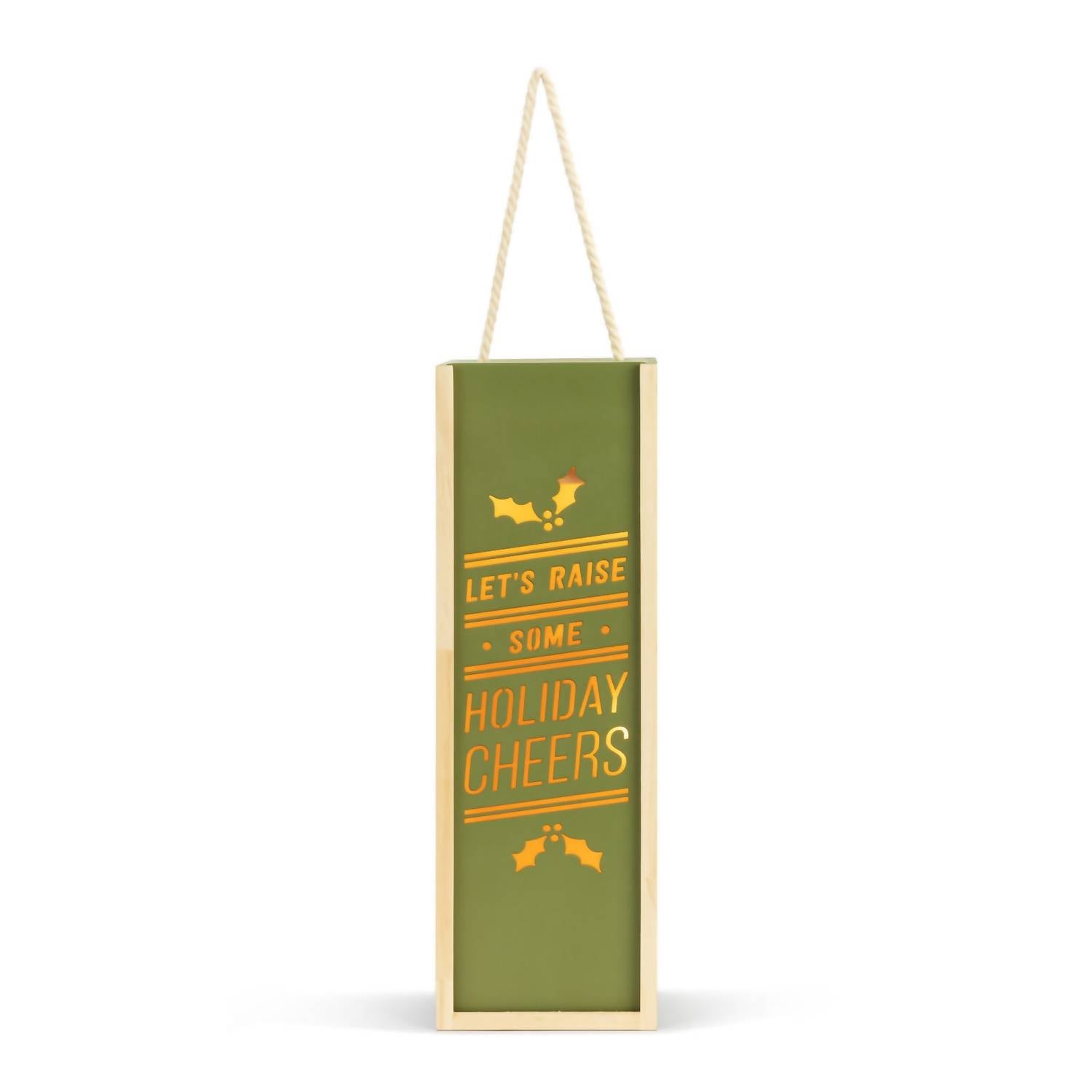 Holiday Cheers Wine Bottle Caddy Lantern