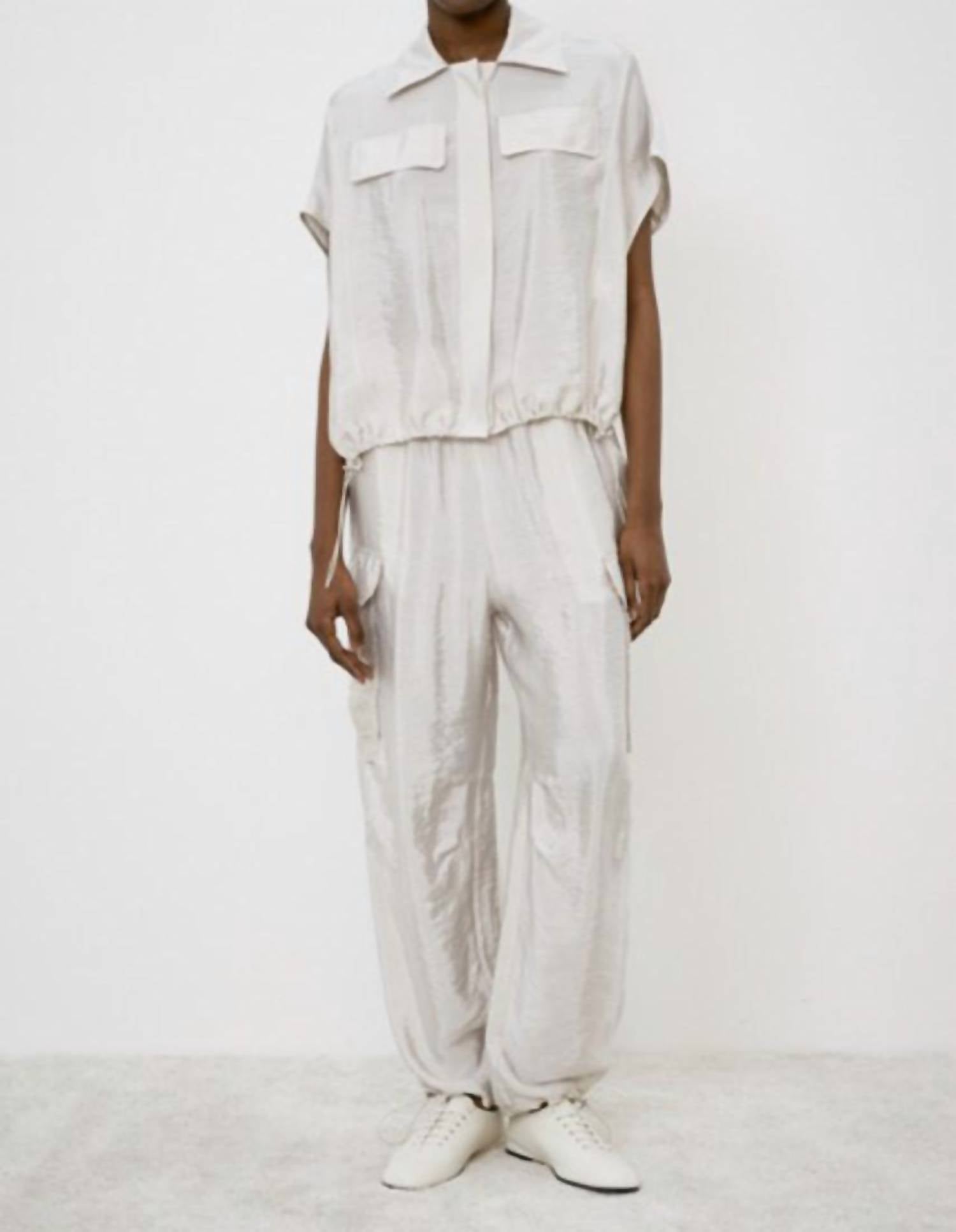 Meimeij - Satin Short Sleeve Collar Shirt