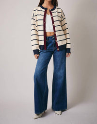 Sunday Edition - Color Block Button Down Sweater