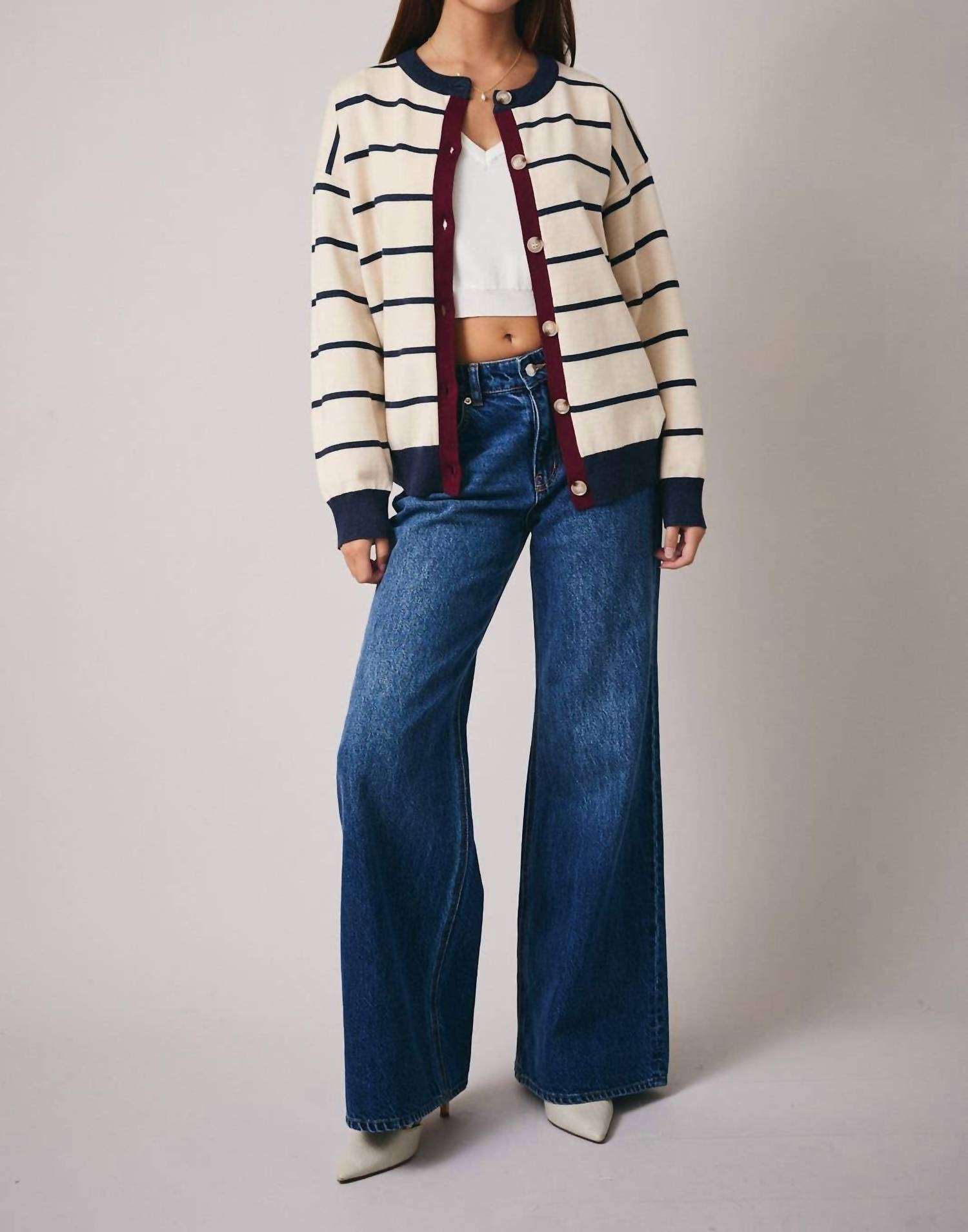 Sunday Edition - Color Block Button Down Sweater