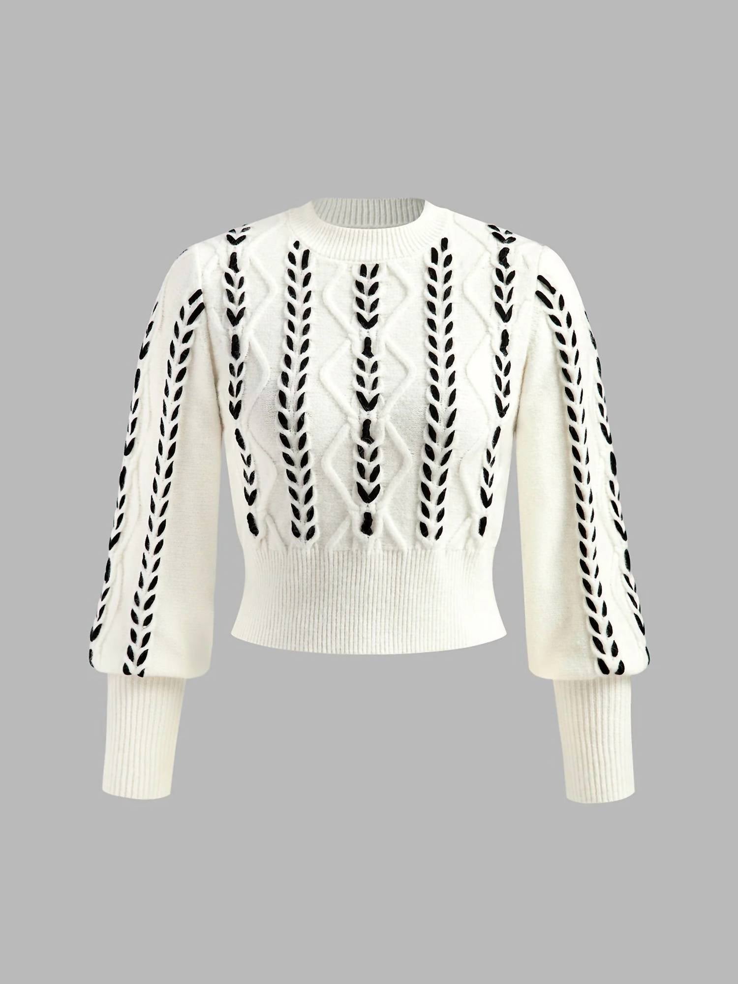 Commense - Contrast Binding Cinched Sweater