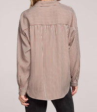 saltwater LUXE Isadora Long Sleeve Top in chocolate - women's shirt - detail view