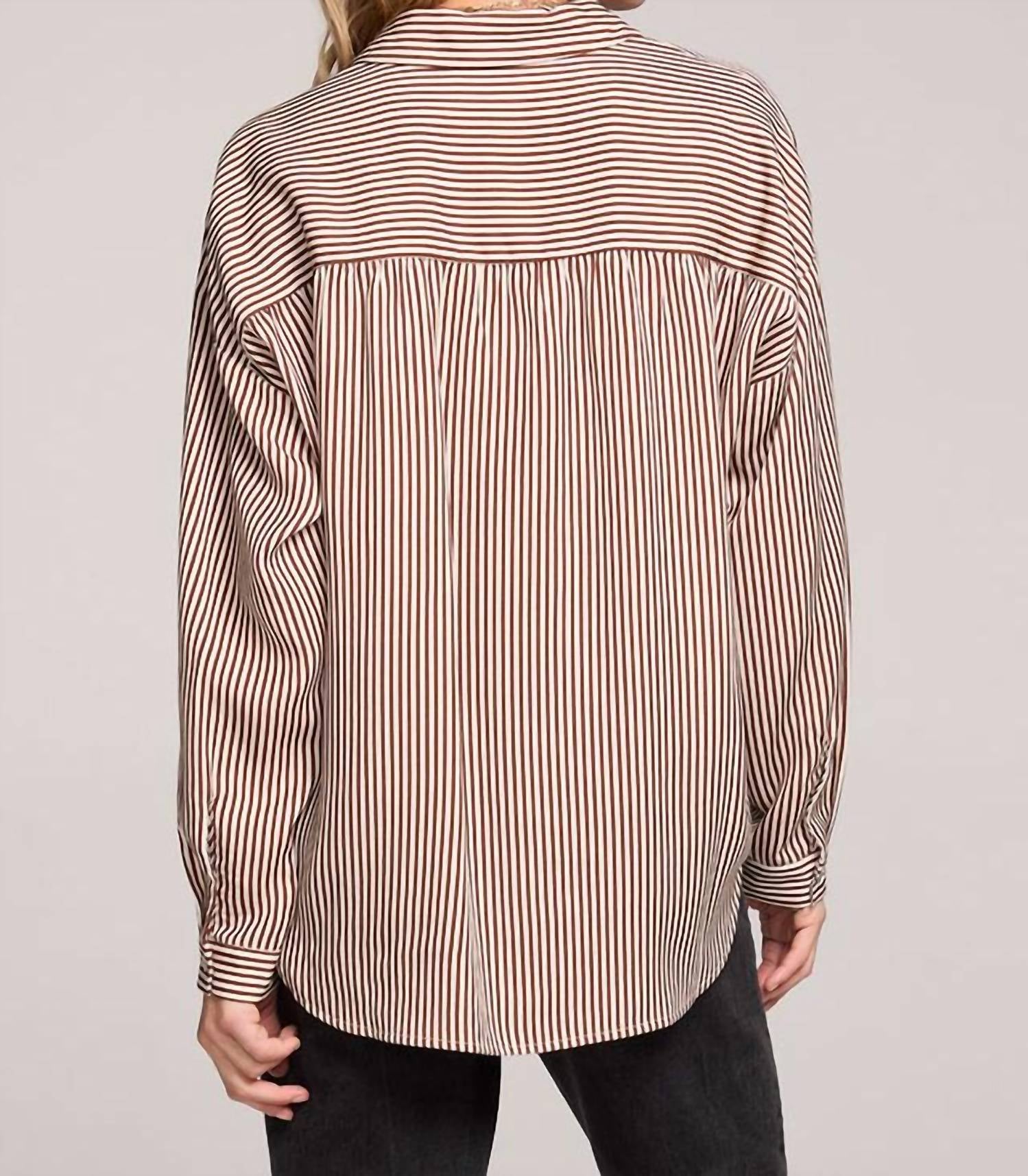 saltwater LUXE Isadora Long Sleeve Top in chocolate - women's shirt - detail view
