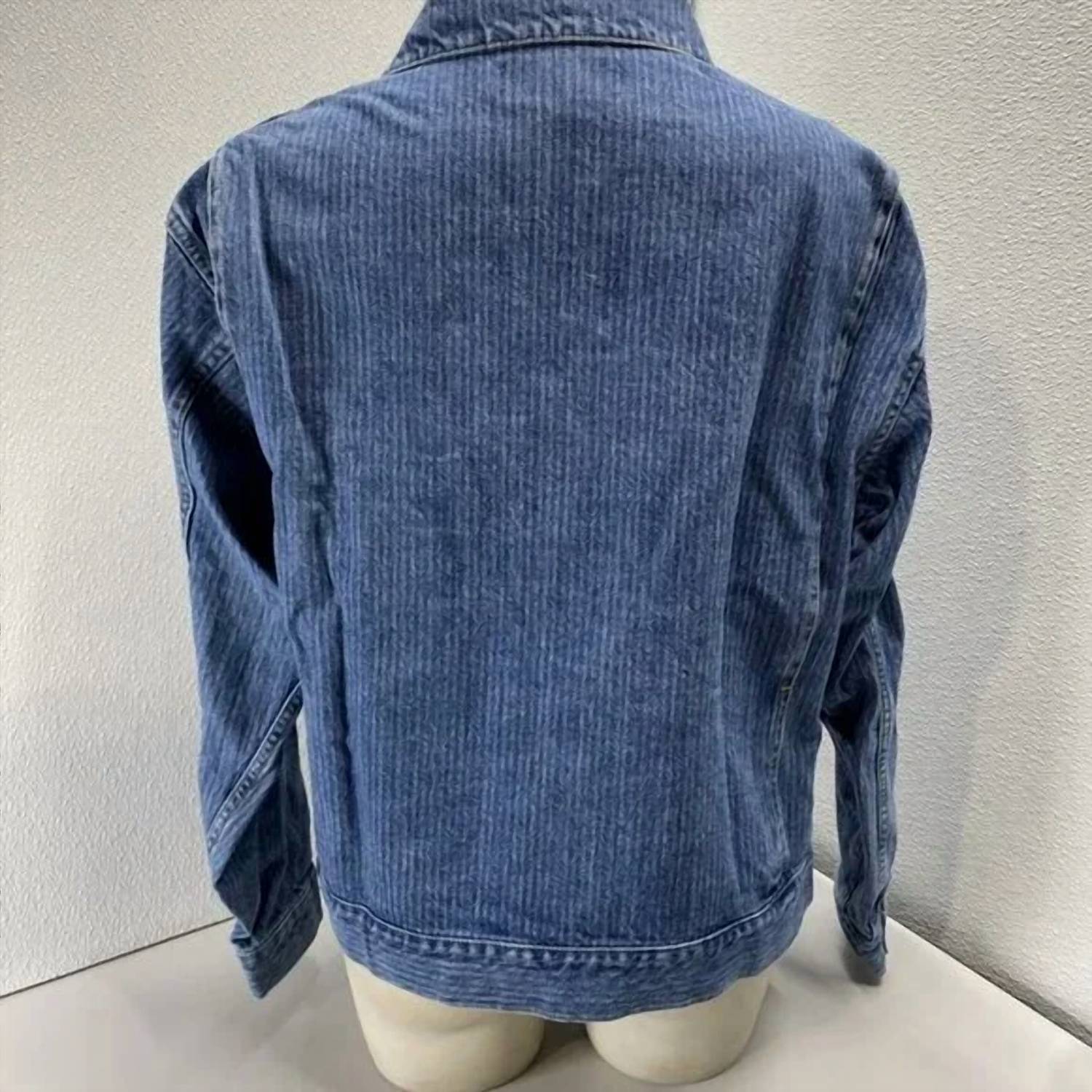 Small Talk Studio - Women's Striped Denim Jacquard Trucker Jacket