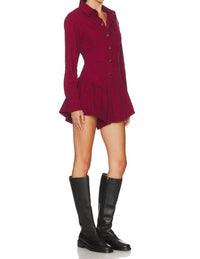 SAYLOR Rhea Denim Romper in wine - women's pants - detail view