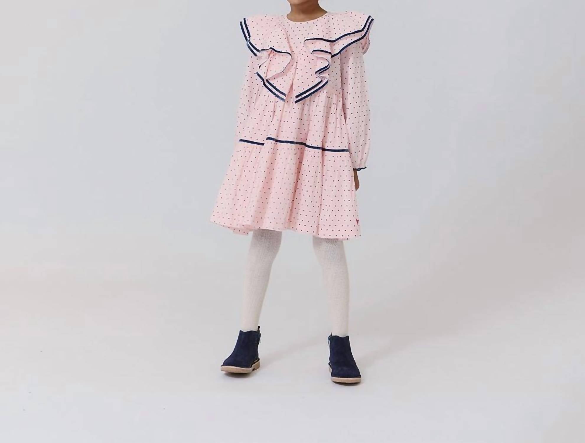 PINK CHICKEN Raphaela Dress in strawberry cream polka dot - kids' dress - detail view