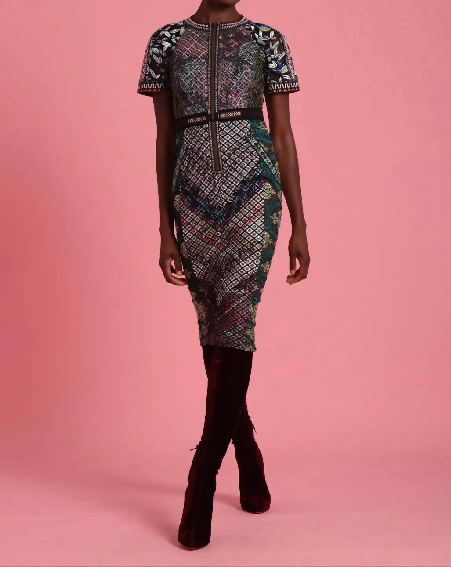 In Earnest - Mixed Media Sheath Dress